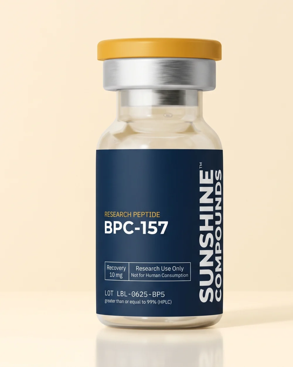 A Sunshine Compounds BPC-157 research peptide vial